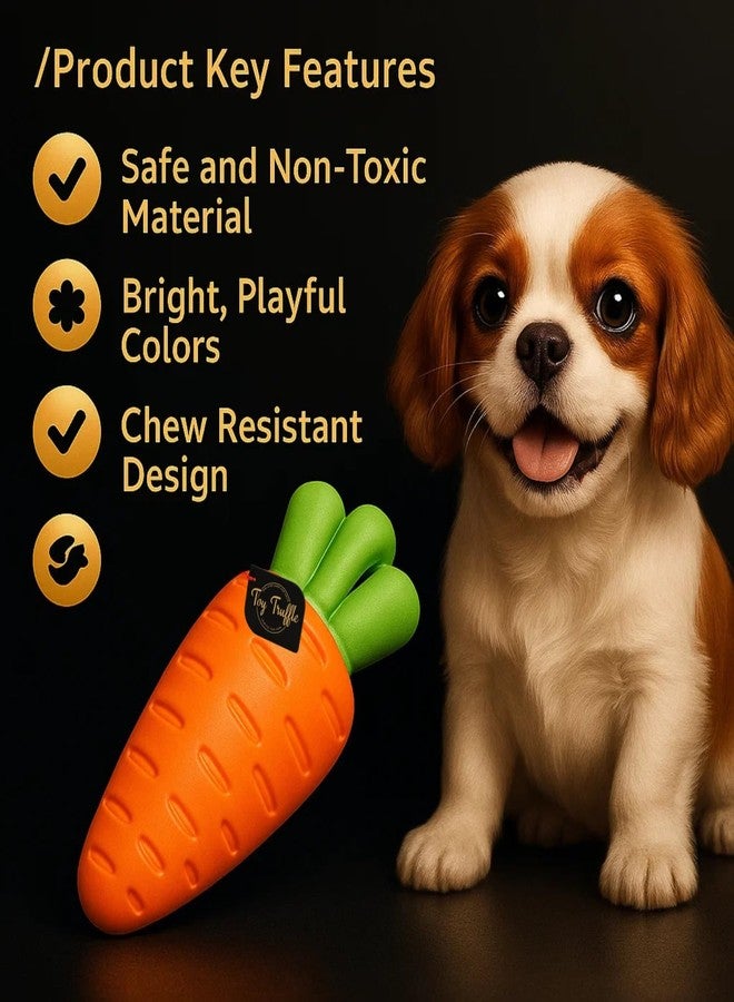 Toy Truffle لعبة جزرة على شكل كمأة تصدر صوتاً عند الضغط عليها | لعبة مضغ مطاطية برتقالية زاهية ذات ملمس مميز وغطاء ناعم لمتعة تفاعلية آمنة | تحفز المضغ واللعب | ترفيه داخلي للحيوانات الأليفة وتخفيف آلام التسنين (النوع 7) - Image 4
